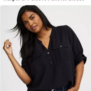 Torrid Classic Black V-Neck Blouse